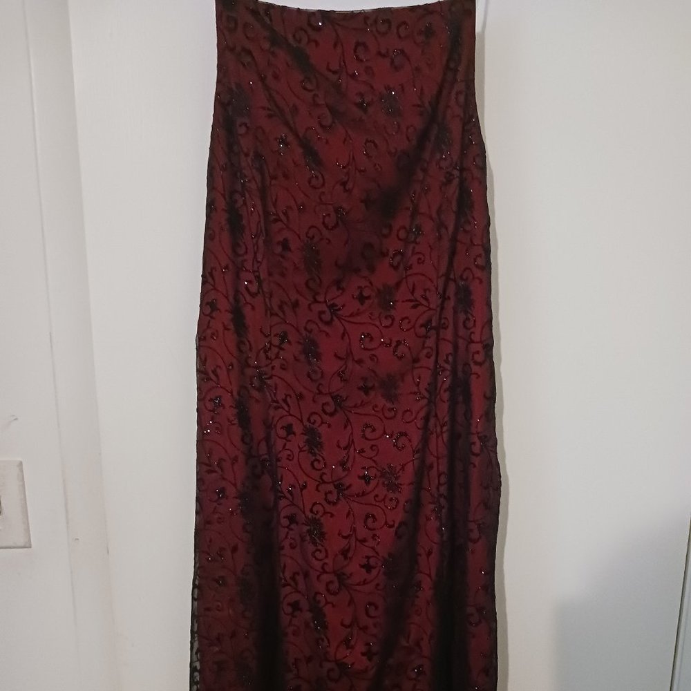 Vintage 90s Gothic Red and Black Nightway Gown